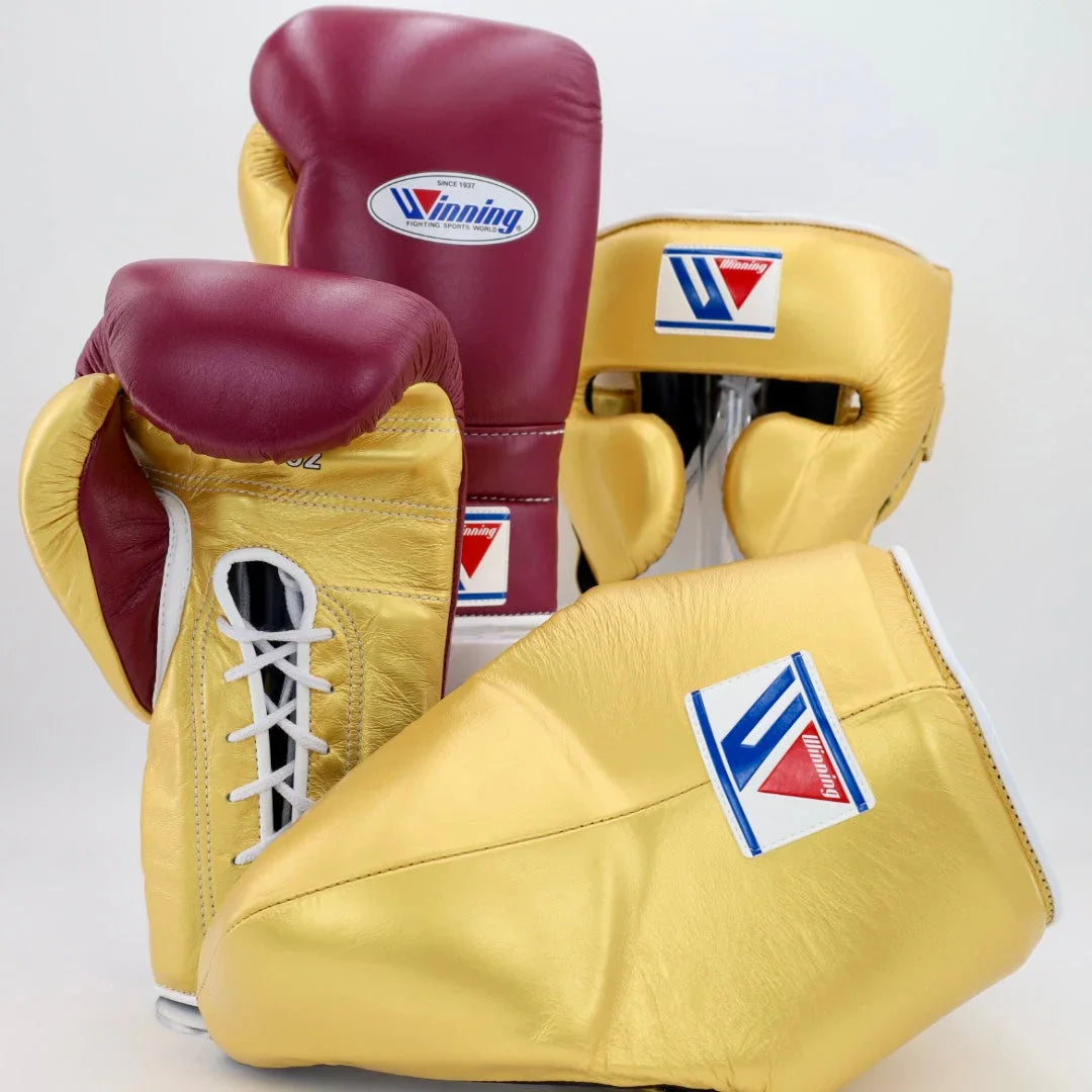Winning Gold & Maroon Boxing Gloves Set Image